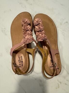 BOC Born Women's 8M Leather Flower Sandals Slingback Pink